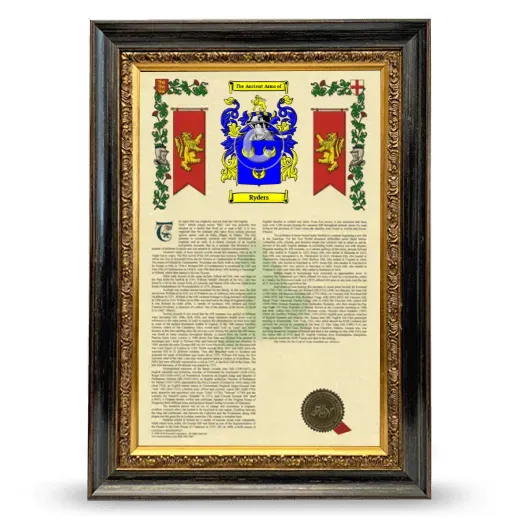 Ryders Armorial History Framed - Heirloom