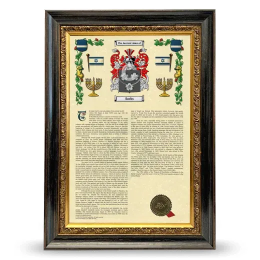 Sacks Armorial History Framed - Heirloom