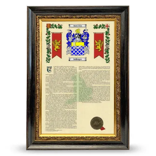 Sallenger Armorial History Framed - Heirloom