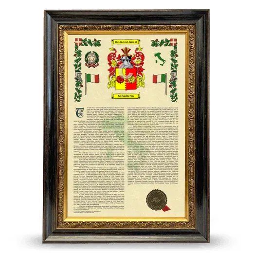 Salvatierra Armorial History Framed - Heirloom