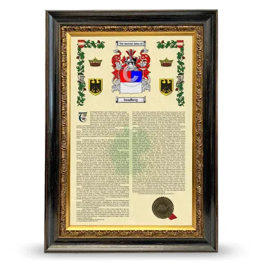 Sandberg Armorial History Framed - Heirloom