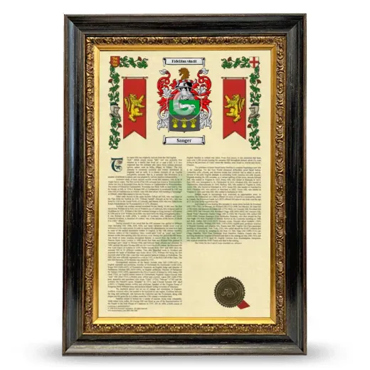 Sanger Armorial History Framed - Heirloom