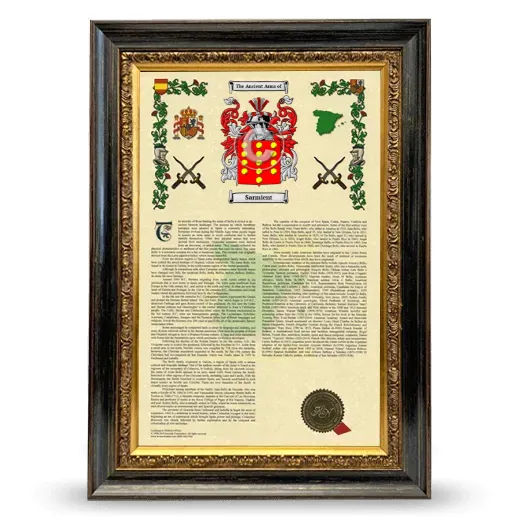Sarmient Armorial History Framed - Heirloom