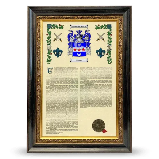 Sastre Armorial History Framed - Heirloom
