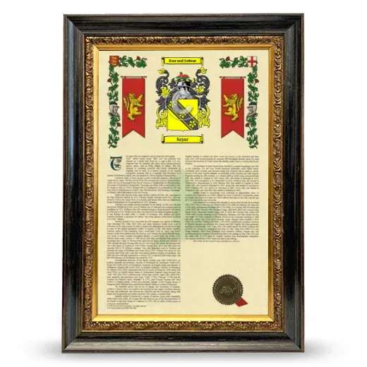 Sayar Armorial History Framed - Heirloom