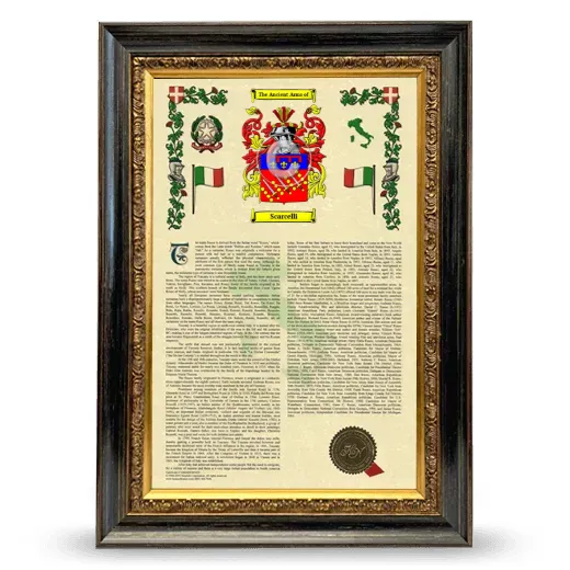 Scarcelli Armorial History Framed - Heirloom