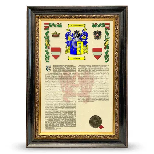 Scherer Armorial History Framed - Heirloom