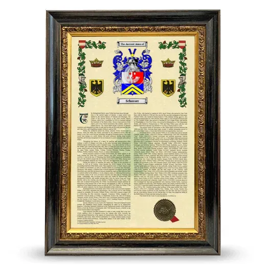 Schosser Armorial History Framed - Heirloom