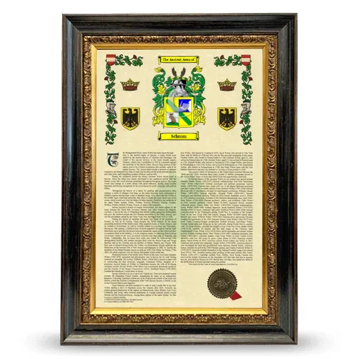 Schrom Armorial History Framed - Heirloom