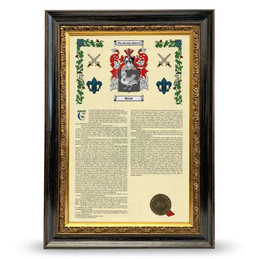 Secor Armorial History Framed - Heirloom