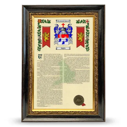 Segrin Armorial History Framed - Heirloom