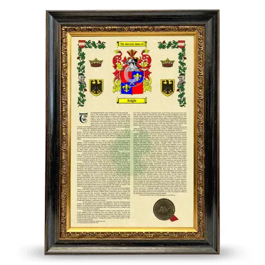Seigle Armorial History Framed - Heirloom