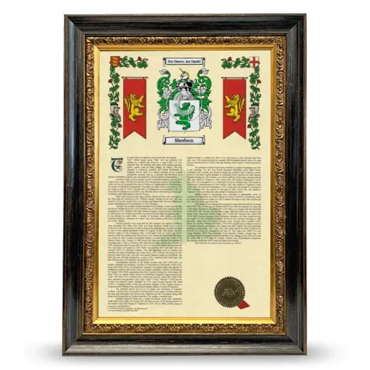 Sherbum Armorial History Framed - Heirloom
