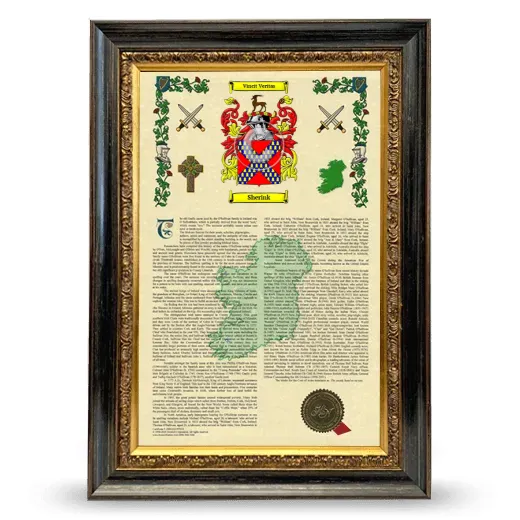 Sherink Armorial History Framed - Heirloom