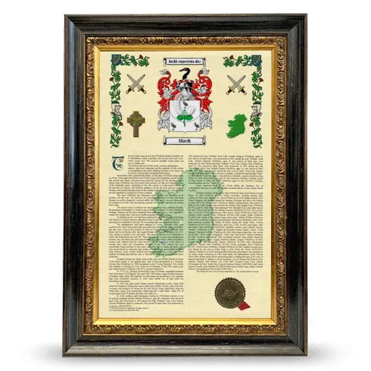 Sherk Armorial History Framed - Heirloom