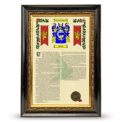Shortes Armorial History Framed - Heirloom