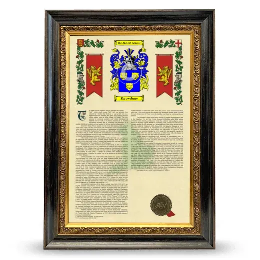 Shrewsbury Armorial History Framed - Heirloom