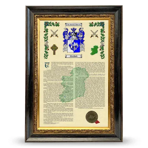 Shurlock Armorial History Framed - Heirloom