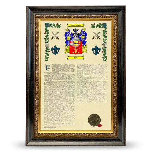 Sire Armorial History Framed - Heirloom