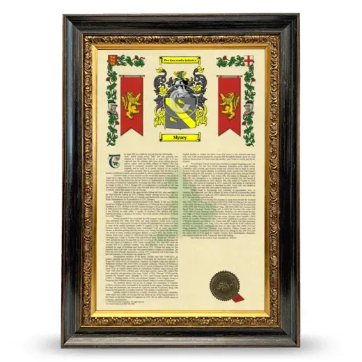 Slyney Armorial History Framed - Heirloom