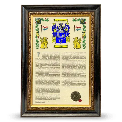 Smith Armorial History Framed - Heirloom