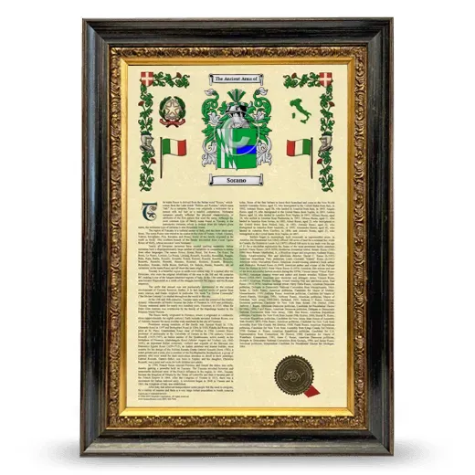 Sorano Armorial History Framed - Heirloom