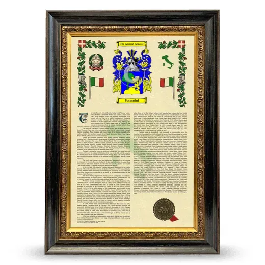 Sorentini Armorial History Framed - Heirloom