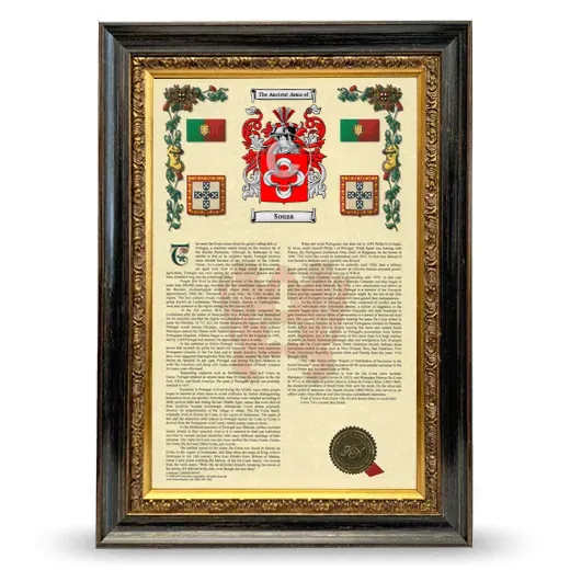 Souza Armorial History Framed - Heirloom