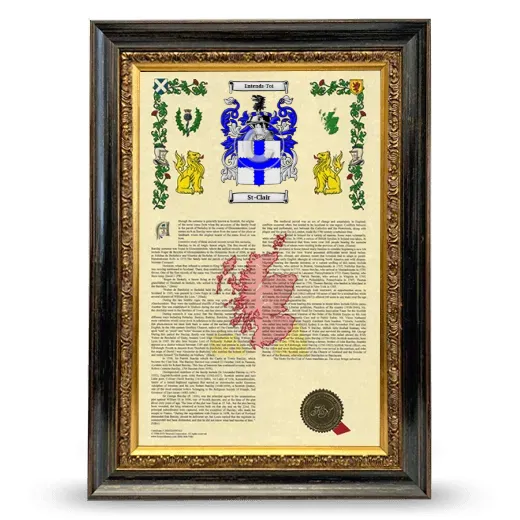 St-Clair Armorial History Framed - Heirloom