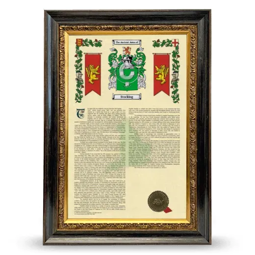 Stocking Armorial History Framed - Heirloom