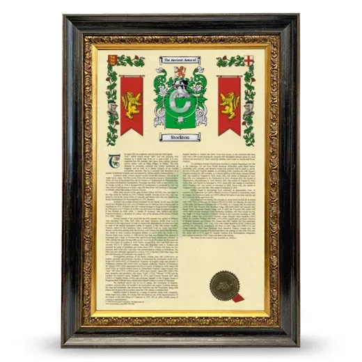 Stockton Armorial History Framed - Heirloom