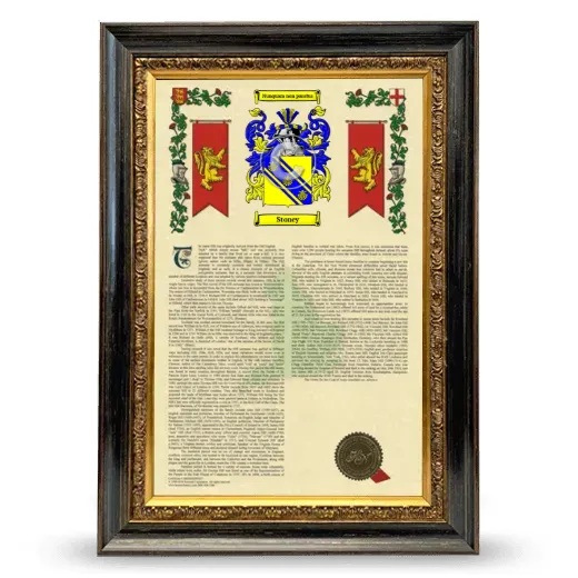 Stoney Armorial History Framed - Heirloom