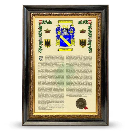 Straser Armorial History Framed - Heirloom