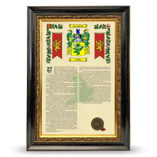 Sutyn Armorial History Framed - Heirloom