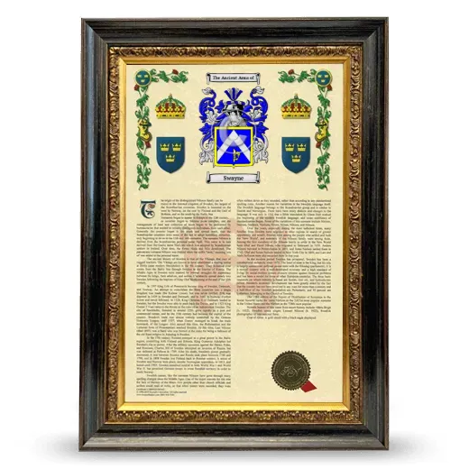 Swayne Armorial History Framed - Heirloom