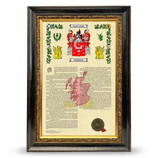 Swinborne Armorial History Framed - Heirloom