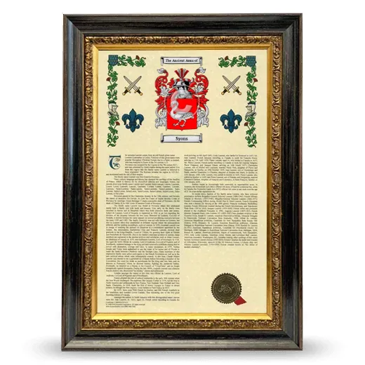 Syons Armorial History Framed - Heirloom