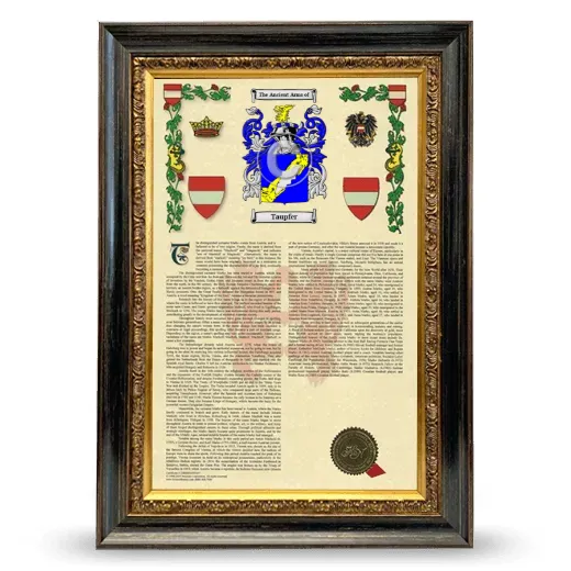Taupfer Armorial History Framed - Heirloom