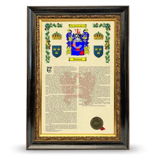 Thoresson Armorial History Framed - Heirloom