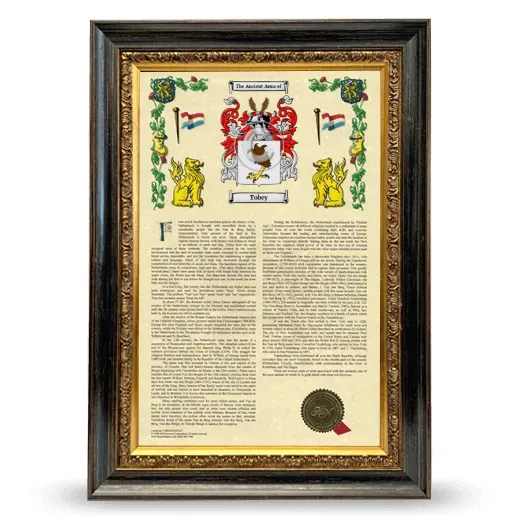 Tobey Armorial History Framed - Heirloom