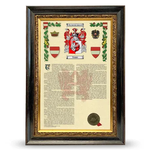 Troutt Armorial History Framed - Heirloom