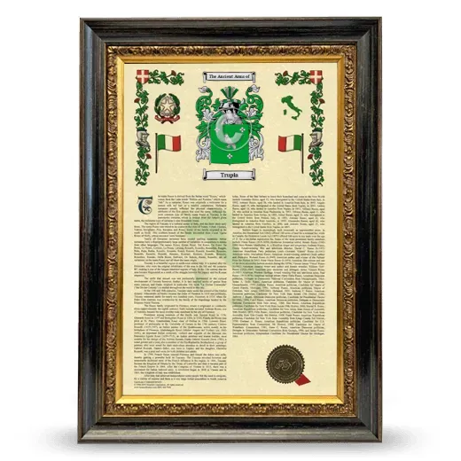 Trupia Armorial History Framed - Heirloom