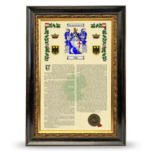 Urig Armorial History Framed - Heirloom