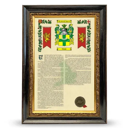 Ussay Armorial History Framed - Heirloom