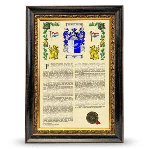Vager Armorial History Framed - Heirloom