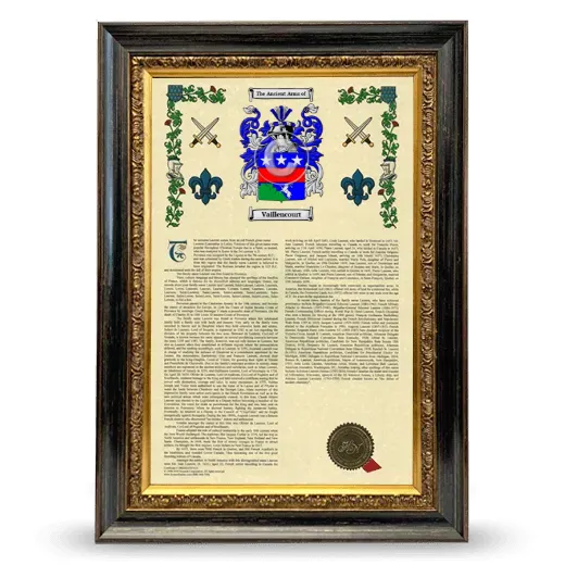 Vaillencourt Armorial History Framed - Heirloom