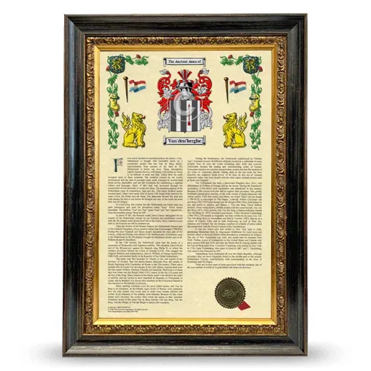 Van'den'berghe Armorial History Framed - Heirloom