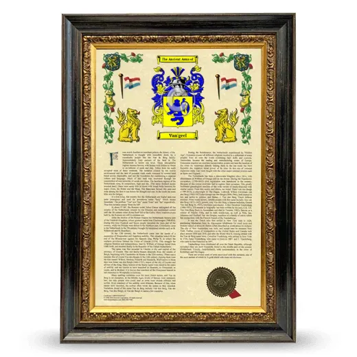 Van'geel Armorial History Framed - Heirloom