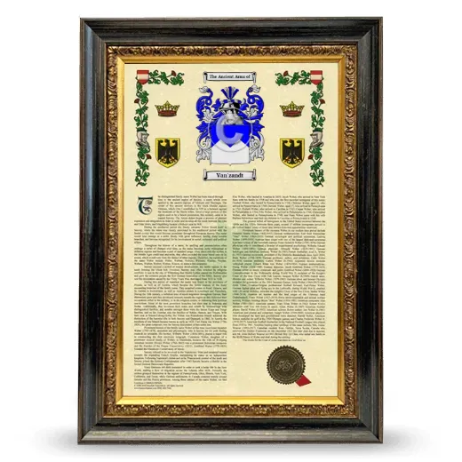 Van'zandt Armorial History Framed - Heirloom
