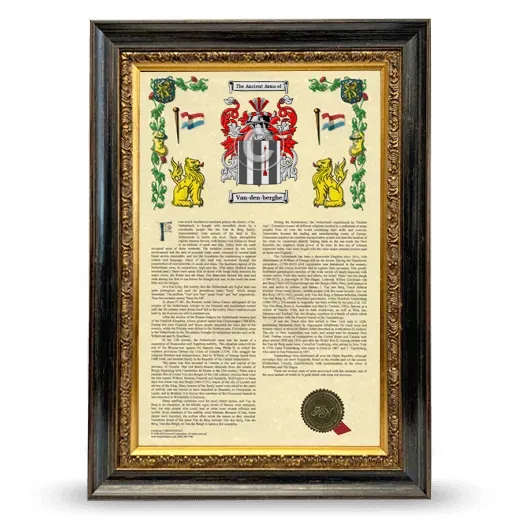 Van-den-berghe Armorial History Framed - Heirloom